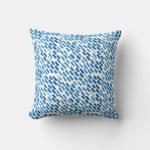 Blanco con Cojín decorativo de líneas azules