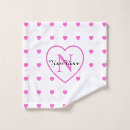 Blanco Con Corazón Rosa Y Gran Corazón Monogramado