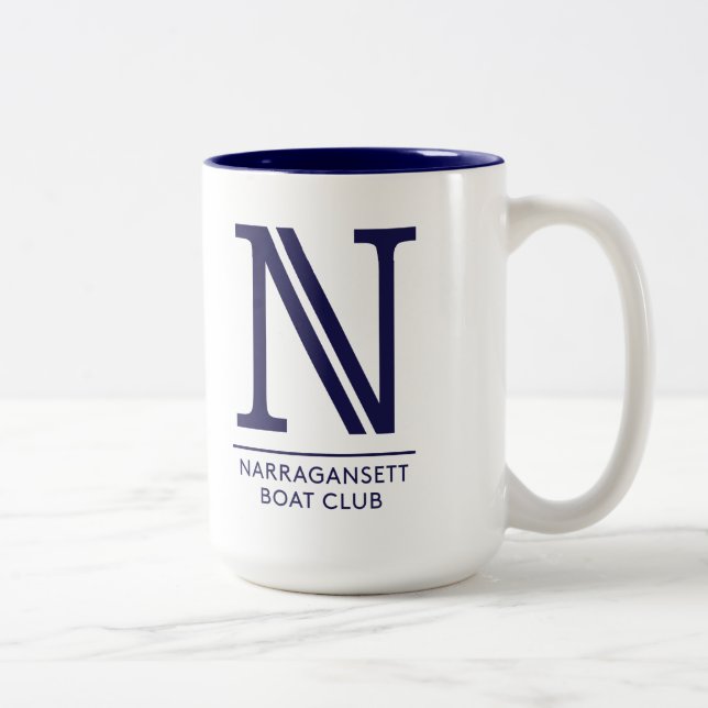 Blanco con el interior azul taza del Dos-Tono de (Derecha)
