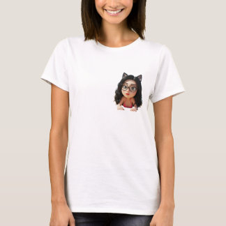Blanco Con Una Camiseta De Chica De Pelo De Curva