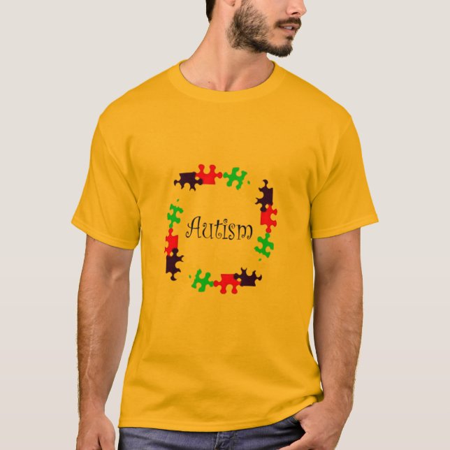 Blanco de la camisa del rompecabezas del autismo (Anverso)