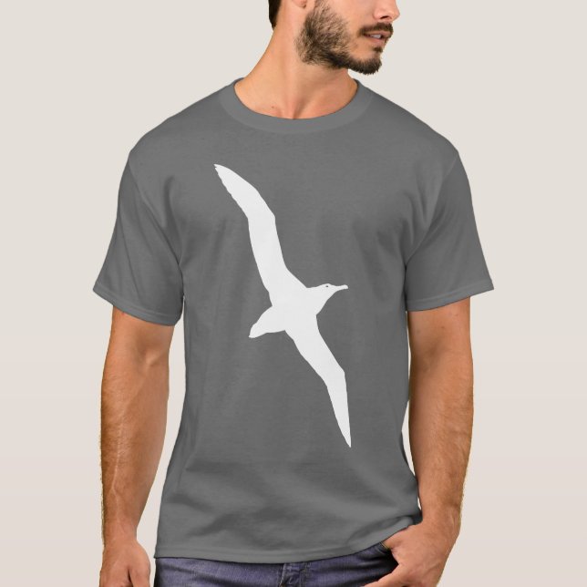 Blanco de la camiseta del pájaro del albatros (Anverso)