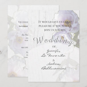 Blanco de la invitación a la boda de la peonía del