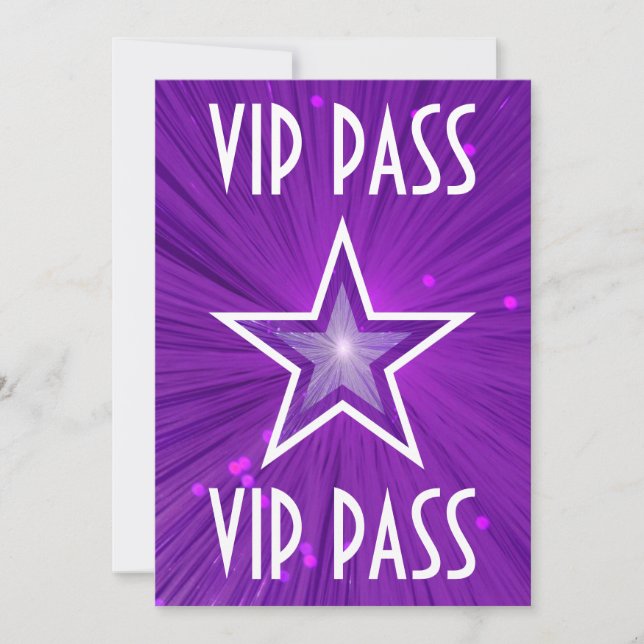 Blanco de la invitación "VIP PASS" de Estrella Púr (Anverso)
