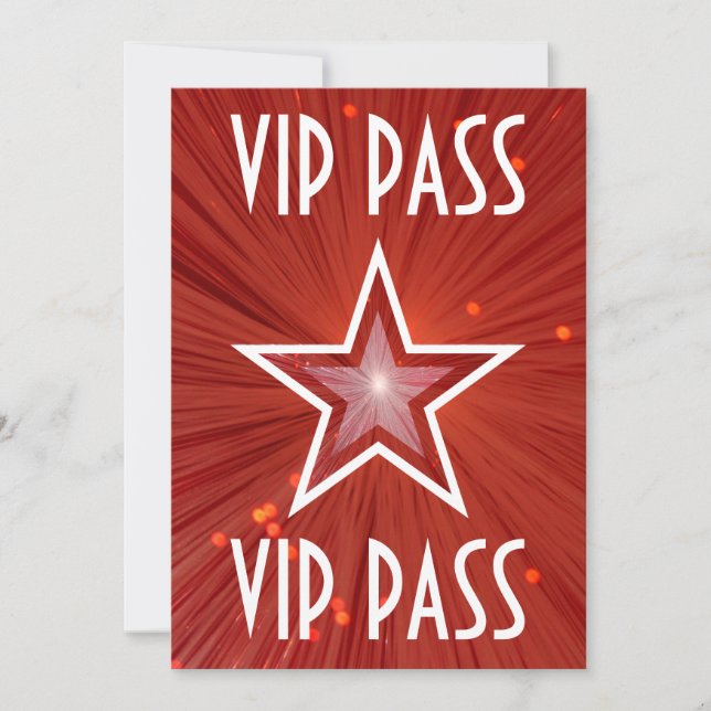 Blanco de la invitación 'VIP PASS' de Estrella Roj (Anverso)