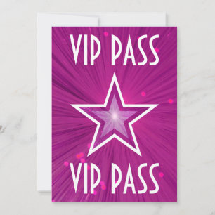 Blanco de la invitación 'VIP PASS' de estrella ros