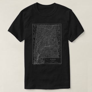 Blanco del mapa del estado de Alabama en camiseta