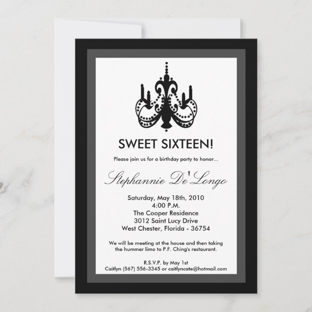 blanco del negro de la lámpara 5x7 invitación de (Anverso)