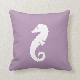 BLANCO del SEAHORSE en la almohada del azul de la