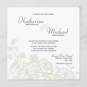 Blanco en las invitaciones florales blancas de la