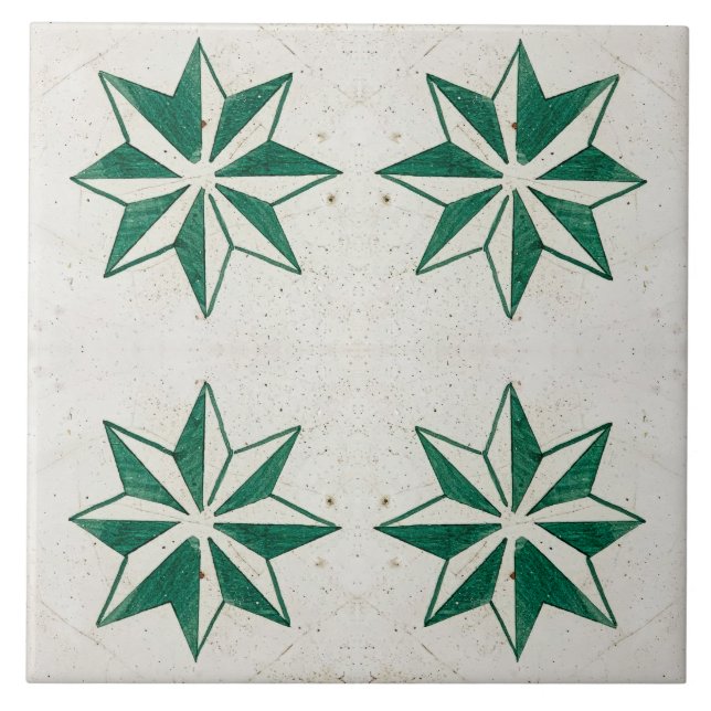blanco floral Lápiz de azulejos portugués moderno  (Frente)