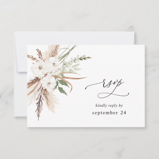 Blanco Floral Verano Boho con RSVP de Comida 2 (Anverso)