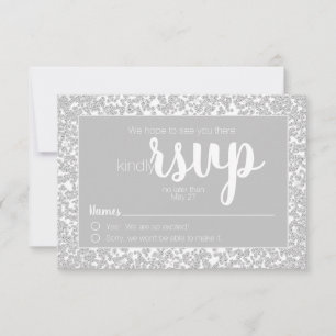 Blanco Gris Informal Diamante Brillo Boda RSVP