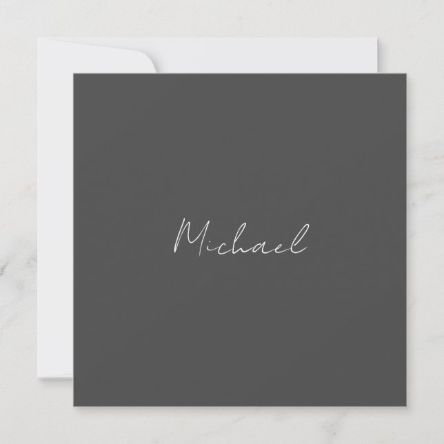 Blanco gris manuscrito Minimalista su nombre (Anverso)