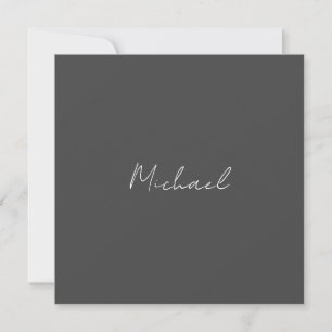 Blanco gris manuscrito Minimalista su nombre