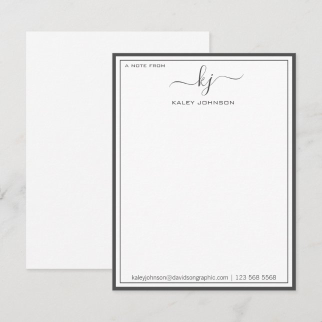 Blanco Gris minimalista De La Tarjeta De Nota (Anverso / Reverso)