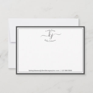 Blanco Gris Monogramo Del Escritorio De La Tarjeta