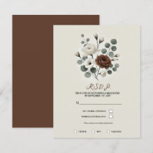 Blanco Mocha Crema Floral Moderno Tarjeta de Respu