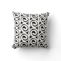 Blanco moderno en Cojín decorativo espiral negra