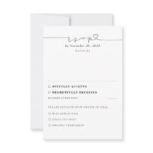 Blanco Moderno Matrimonio Mínimo Foto RSVP