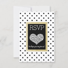 Blanco Negro CORAZÓN de Oro RSVP simple elegante