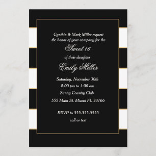 Blanco negro de la invitación del dulce dieciséis