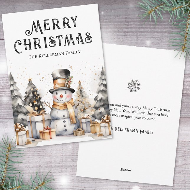 Blanco Negro Invierno Navidad Elegante (Black White Winter Elegant Christmas Holiday Card)