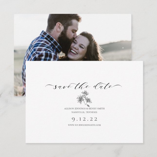 Blanco negro mínimo Guardar la caligrafía de fecha (Anverso / Reverso)