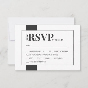 Blanco negro negrita mínima boda RSVP opción de co