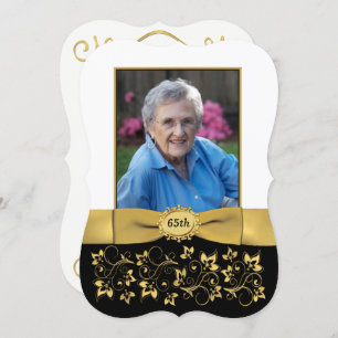 Blanco, negro, oro 65. Invitación a cumpleaños de 