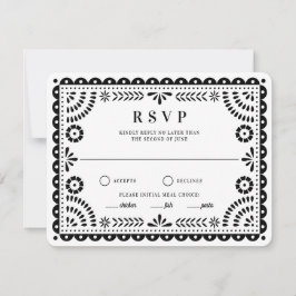 Blanco negro Papel | Tarjeta RSVP de respuesta del