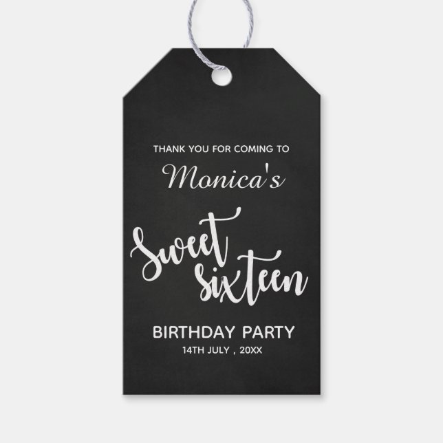 Blanco negro personalizado | Dulce 16 | Etiquetas  (Anverso)