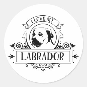 Blanco negro que amo a mi Pegatina labrador