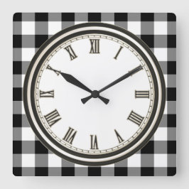 Blanco negro reloj de cocina con motivo de la prue
