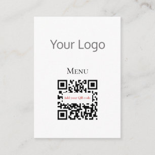 Blanco negro simple Tu logotipo Código QR Tarjetas