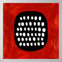 Blanco negro simple y arte de pared Poster rojo