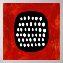 Blanco negro simple y arte de pared Poster rojo