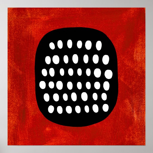 Blanco negro simple y arte de pared Poster rojo (Frente)