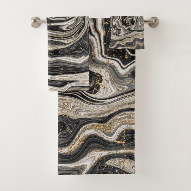 Blanco Negro y Chic Swirl Moderno Abstracto (In situ)
