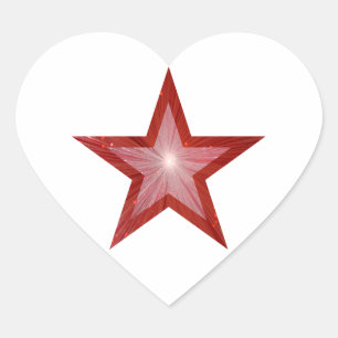 Blanco pegatina de corazón de Estrella Roja