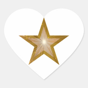Blanco pegatina de corazón de la estrella dorada