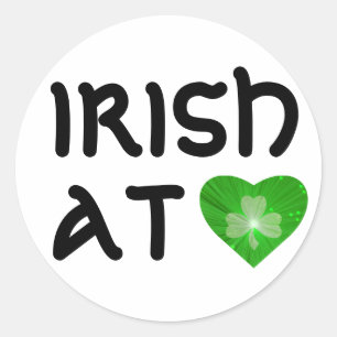 Blanco pegatina de Shamrock Heart "Irlandés at Hea