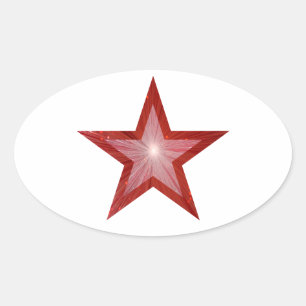 Blanco pegatina oval de Estrella Roja