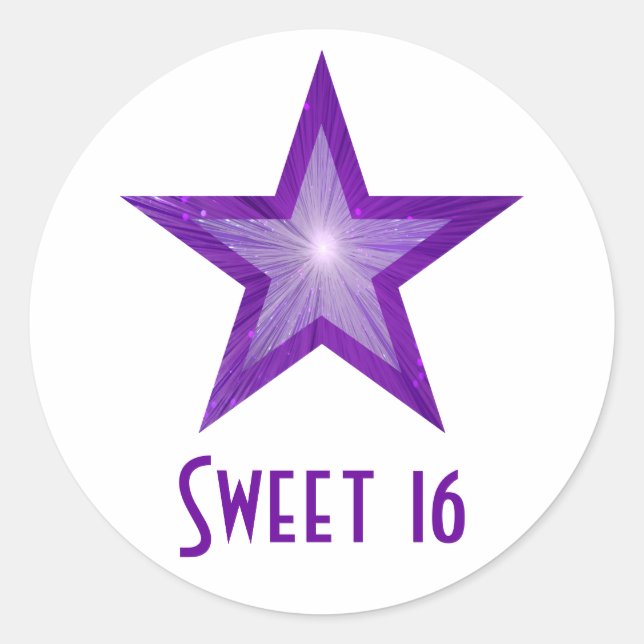 Blanco pegatina redondo "Sweet 16" de Estrella Mor (Anverso)