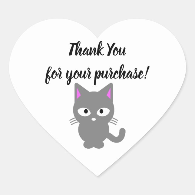 Blanco personalizable Gracias pegatina con gato gr (Anverso)