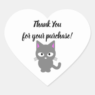 Blanco personalizable Gracias pegatina con gato gr