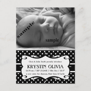 Blanco Polkadot del negro de la invitación del