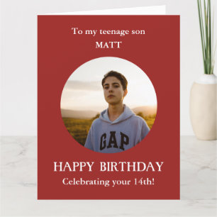 Blanco rojo 14ª foto hijo de tarjeta de cumpleaños