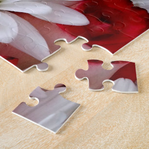 Blanco-Rojo, Rosas y Daisies Bouquet-JIGSAW PUZZLE