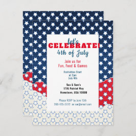 Blanco Rojo y Azul con Estrellas 4 de julio